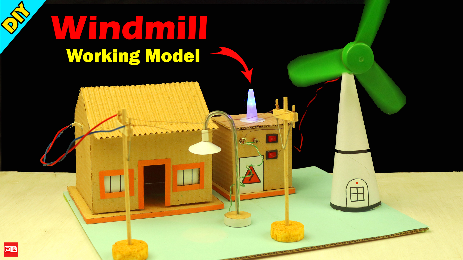 Working model of a wind turbine from cardboard